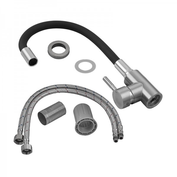 Змішувач для кухні Armata SUS-011 Refl.Black з силік. виливом з нерж. сталі (вил. чорний) (CH6480)