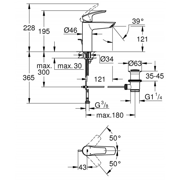 Смеситель для раковины Grohe Eurosmart M-Size (233222433)