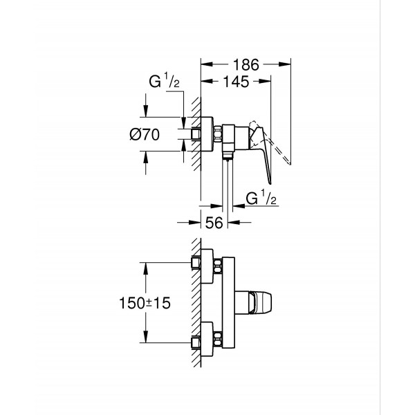 Однорычажный смеситель для душа Grohe Cubeo (1018242430)