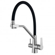 Смеситель для кухни с гибким изливом и подключением к фильтру Mixxus FUL-021 черный MX07