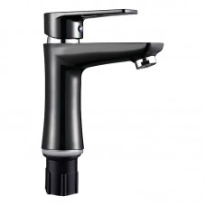 Смеситель для умывальника Plamix Oscar-001 Black (с подводкой) (PM0613)