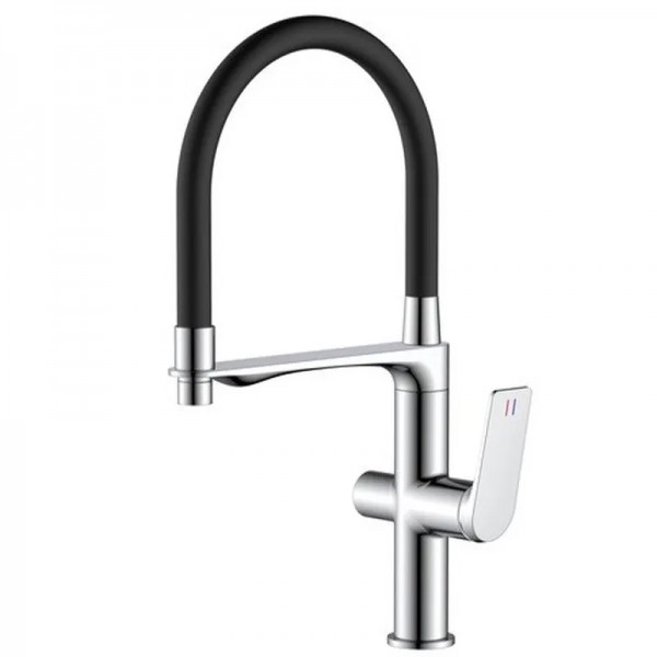 Смеситель для кухни с гибким изливом и подключением к фильтру Mixxus Premium DERBY 021 черный MI6600