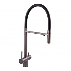 Смеситель для кухни с гибким изливом Zerix KIT-021 Graphite REFL.Black из нерж. стали (