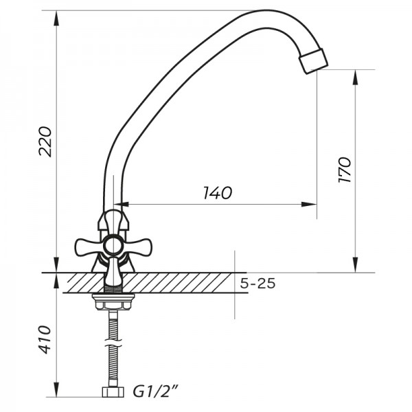 Смеситель для кухни Zerix JIK4 102-A (ZX0409)