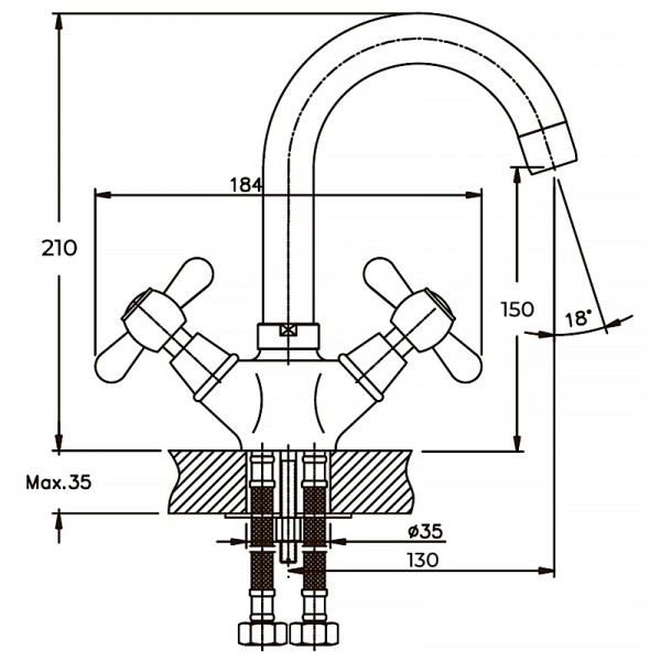 Смеситель для умывальника Haiba Dominox 274 (HB0087)