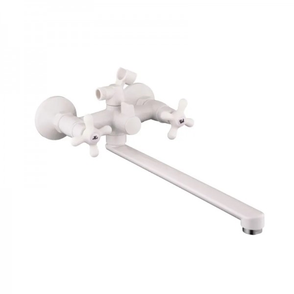 Смеситель для ванны Plamix Pablo -140 EURO SET White (со шлангом и лейкой) (PM0670)