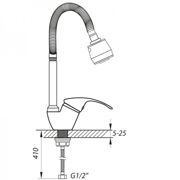 Смеситель для кухни с гибким изливом Zerix YUB 181 ZX2949