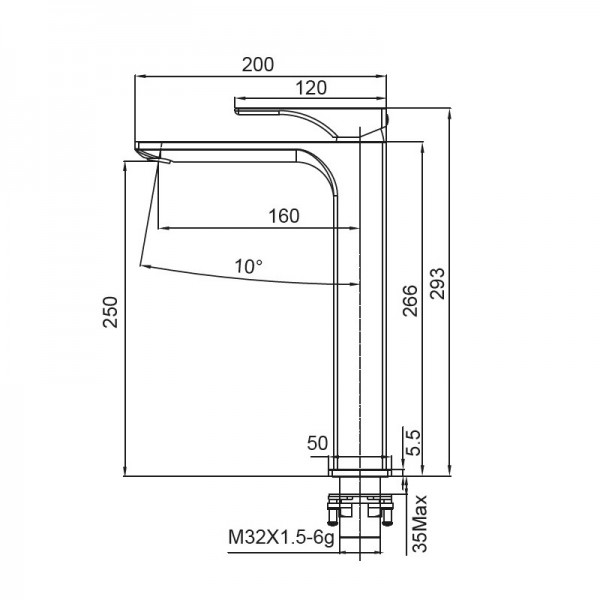 Змішувач для умивальника високий Koer KB-11010-05 чорний KR3483