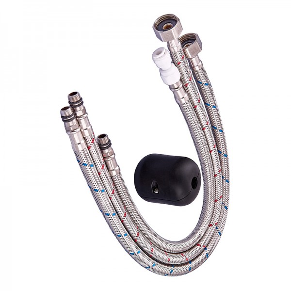 Кухонний змішувач на дві води Zerix LUX-024 з висувною лійкою (нерж. сталь) (ZX5555)