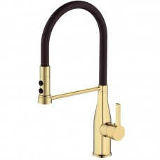 Смеситель для кухни с гибким изливом Mixxus Premium Summer 017 золото/черный MI6964
