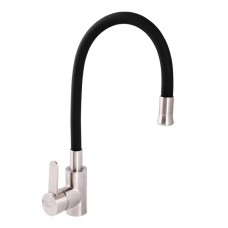 Змішувач для кухні з гнучким виливом Zerix LR74004-2 чорний LL1202