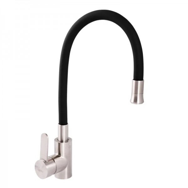 Смеситель для кухни Zerix LR74004-2 с черным гибким изливом (LL1202)