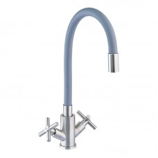 Кухонный смеситель с силиконовым изливом Mixxus DVE-011 Refl.Gray (нерж. сталь) (MI6081)