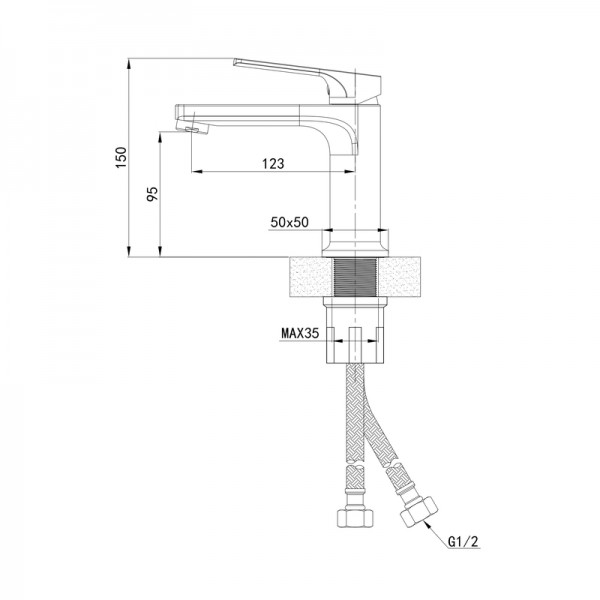 Змішувач для умивальника Mixxus Premium MONE 001 чорний MI6774