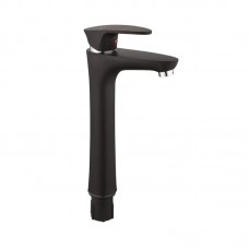 Змішувач для умивальника Plamix Cezar-001 HIGH SET Matte black (з підведенням) (PM0664)