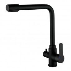 Смеситель для кухни Zerix DAX-021 Black с вых. для питьевой воды (нерж. сталь) (ZX4825)