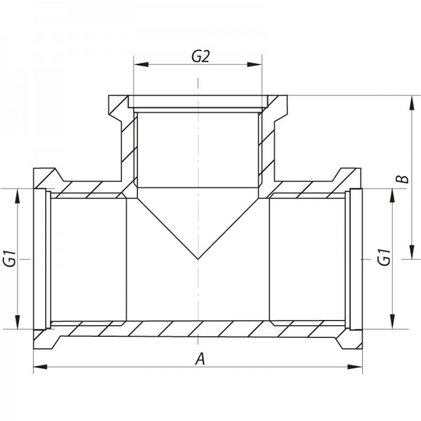 Тройник 3/4"х1/2"х3/4" с внутренней резьбой Koer KF.T080608F (KF0063)