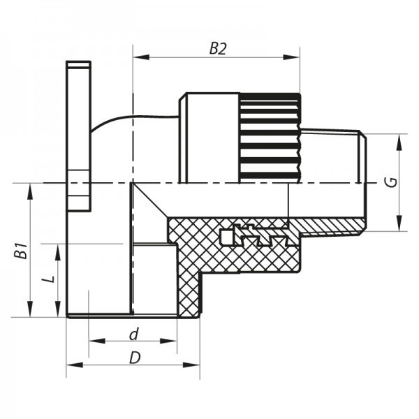 Уголок полипропиленовый монтажный с наружной резьбой 25x1/2" Koer K0125.PRO (KP0150)