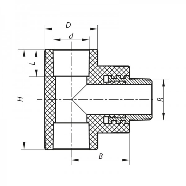 Тройник полипропиленовый с наружной резьбой 25x1/2"х25 KOER K0109.PRO (KP0130)