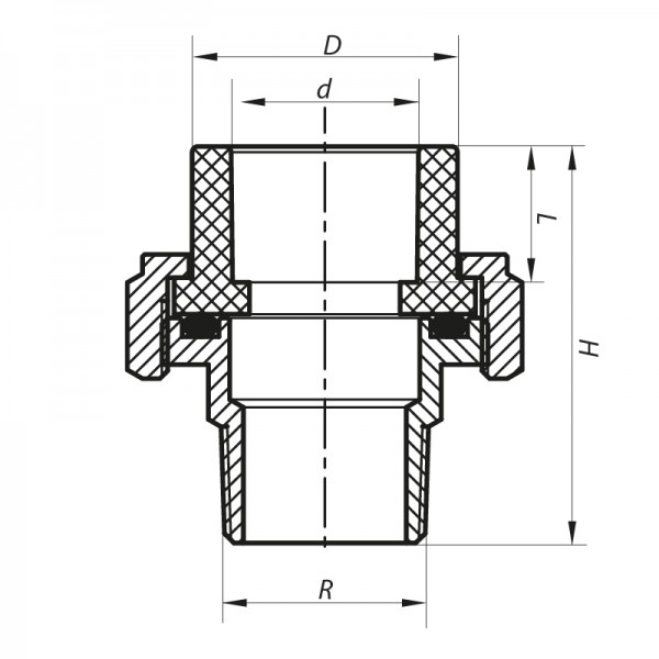 Американка поліпропіленова з зовнішнім різьбленням 63x2" ЗР PPR Koer K0140.PRO (KP0176)