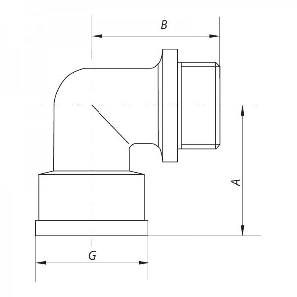 Уголок латунный 1'' наружная-внутренняя резьба Koer KF.L10MF (KF0077)