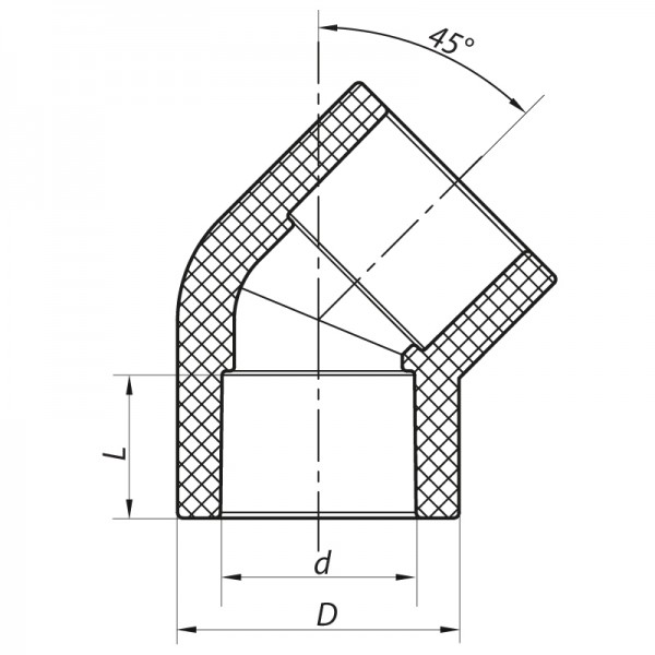 Кут поліпропіленовий 45° 90° Koer K0202.PRO (KP2567)