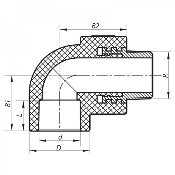 Уголок полипропиленовый с наружной резьбой 32x3/4" Koer K0121.PRO (KP0144)