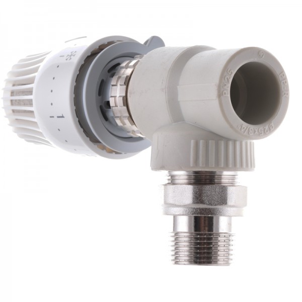 Кран термостатический с термоголовкой угловой 25x3/4" PPR Koer K0154.PRO (KP0196)