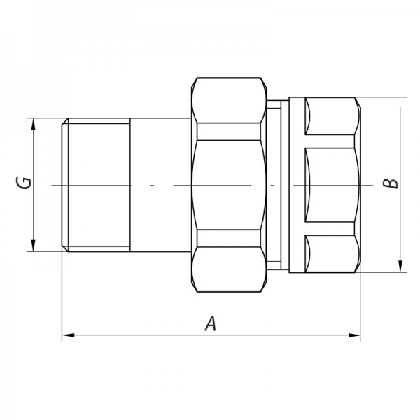 Американка пряма 1" хром латуньKoer KR.341.chr (KR2704)