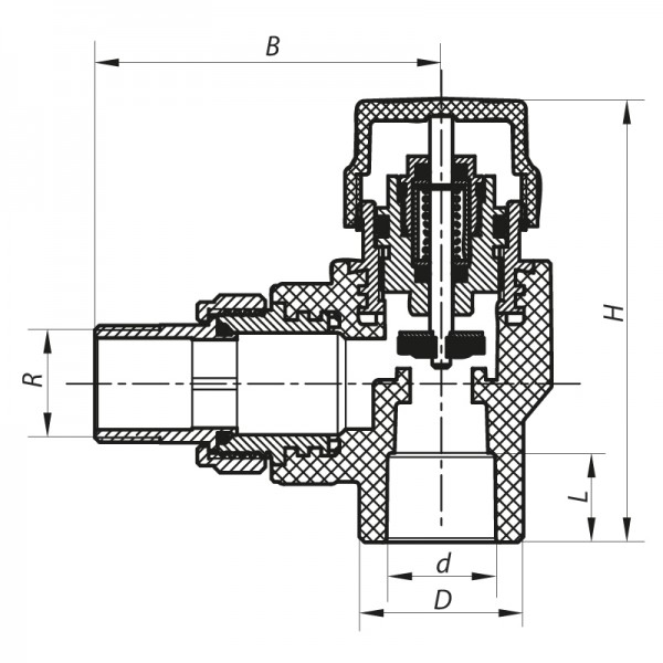 Кран термостатичний кутовий PPR 25x3/4" Koer K0150.PRO (KP0190)