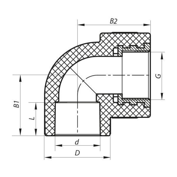 Уголок полипропиленовый с внутренней резьбой 25x3/4" Koer K0115.PRO (KP0137)