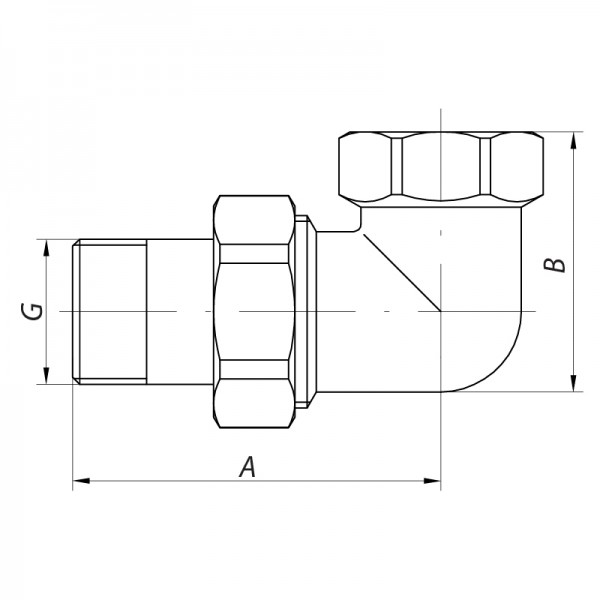 Американка угловая 1" Koer KR.342 (KR0144)