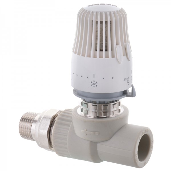 Кран термостатический с термоголовкой прямой PPR 20x1/2" Koer K0155.PRO (KP0198)
