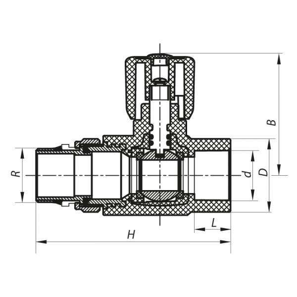 Кран радиаторный 20x1/2" прямой с прокладкой "антипротечка" PPR Koer K0163.PRO (KP0210)