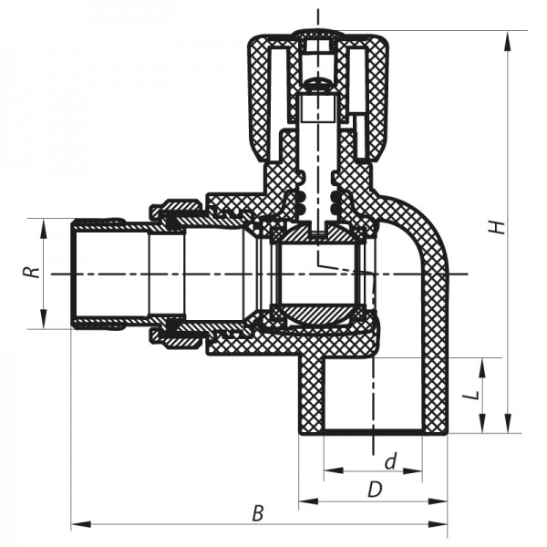 Кран радіаторний 20x1/2" кутовий PPR KOER K0157.PRO (KP0201)