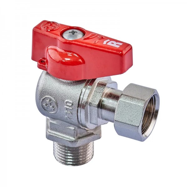 Кран шаровой Roho R116-050 -1/2"х1/2" ВЗ угловой Н/Г, ручка "бабочка" красная (RO0235)