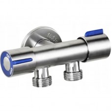 Кран для подключения сантехприборов Mixxus VAL-11-1/2x1/2x1/2 из нержавеющей стали SUS304 (синий) (M