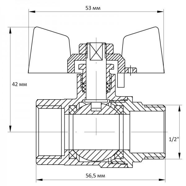 Кран шаровый Koer 1/2" ГШМ (KR.218.B) синий (KR2722)