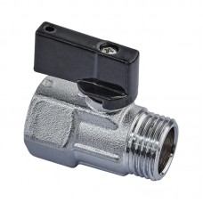 Кран шаровой МИНИ, Roho R380-050 - 1/2" ВЗ ручка "бабочка" черная (RO0246)