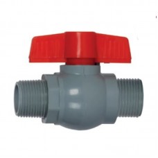 Кран кульовий PLAMIX PVN-1/2" MM PVC, ручка "метелик" (grey+red) (PM0704)