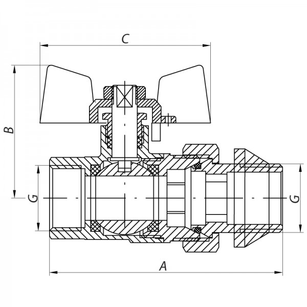 Кран с американкой 3/4" "антипротечка"(Koer KR.227.W-Gi) белый (KR0192)
