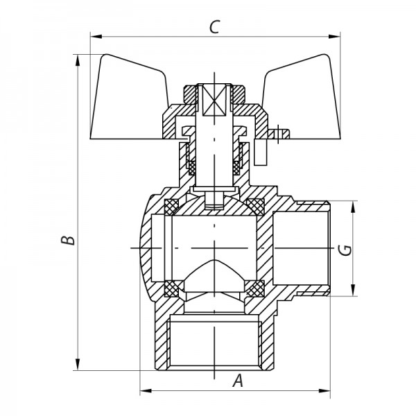 Кран шаровой Koer 1/2" ГШМ угловой (KR.208) (KR2805)