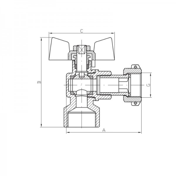 Кран кутовий з накидною гайкою Koer KR.223 - 1/2" ГГБ (KR4773)