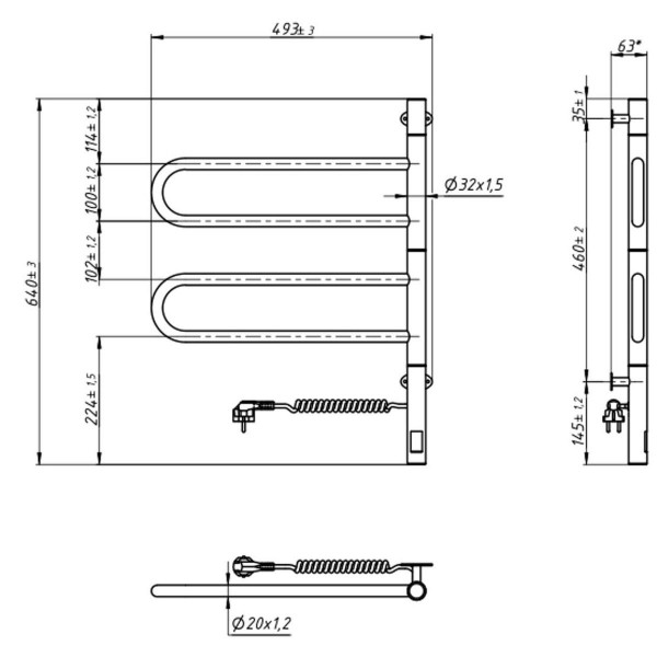 Рушникосушка електрична Fouette 480х600 Sensor з таймером
