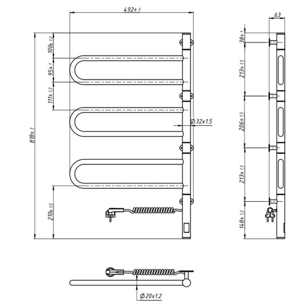 Полотенцесушитель Fouette 480х800 Sensor с таймером, белый