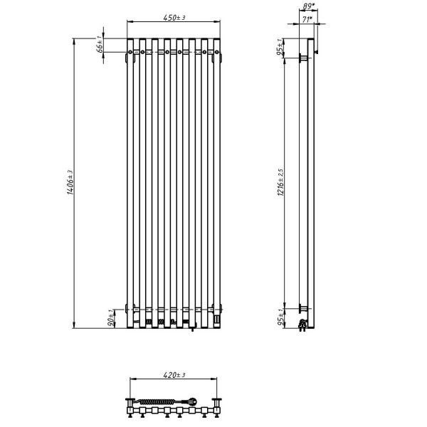 Полотенцесушитель электрический Navin Levante 450х1400 Sensor левый, белый бархат