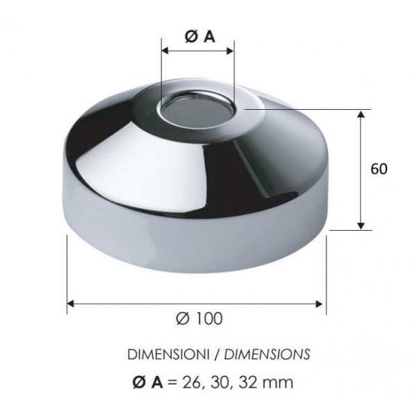 Декоративна чашка 32х100 мм Ghidini 836E32 накладка для сифона глибока
