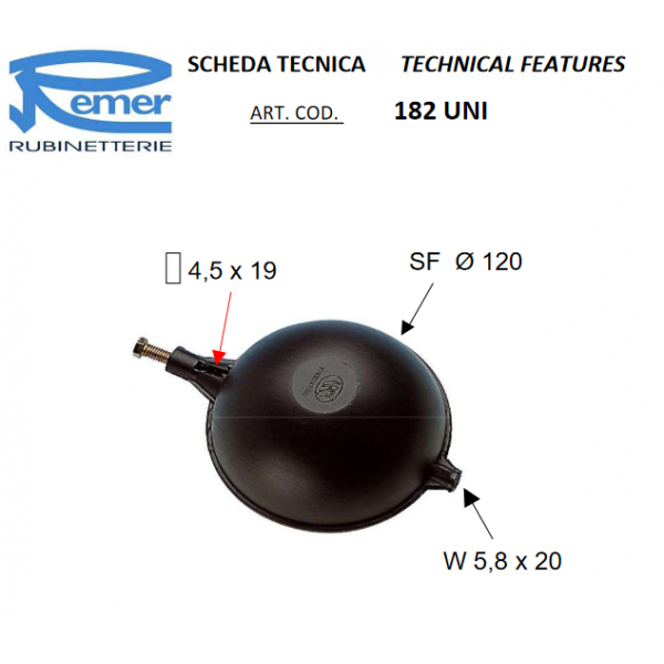 Поплавок для поплавкового клапана REMER 182UNI120