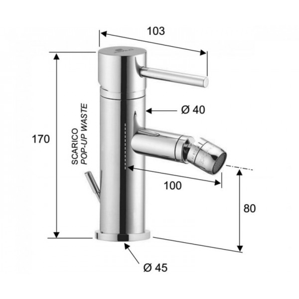 Змішувач для біде з донним клапаном DANIEL S20604CR