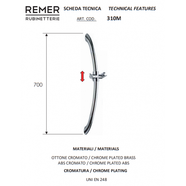 Душевая стойка 60 см REMER 310M
